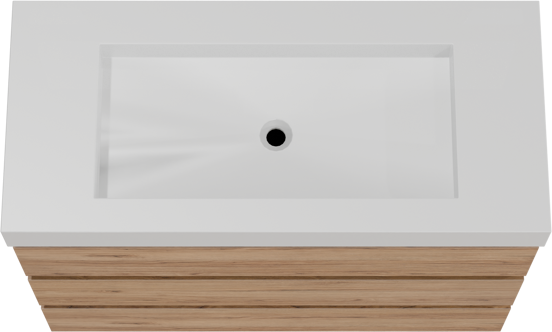 Balmani Lucida staand badkamermeubel 120 x 55 cm teak met Modus enkele wastafel voor 2 kraangaten in solid surface mat wit