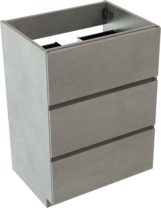 Storke Edge meuble sous-lavabo a poser 60 x 46 cm béton gris foncé 3 tiroirs