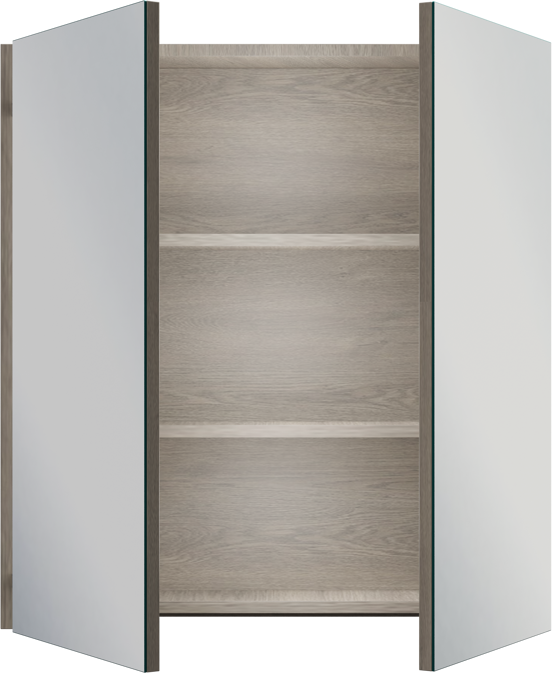 Linie Montro Spiegelschrank Bad: 70 x 75 cm, graue Eiche