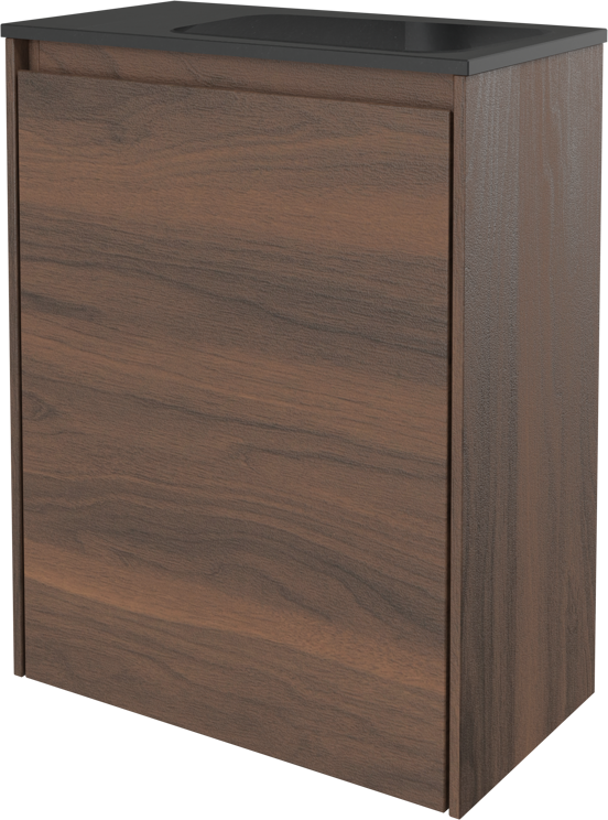 Storke Edge zwevend toiletmeubel 40 x 22 cm notenhout met Fina wastafel in mat kwarts