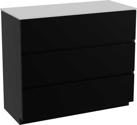 Storke Edge staand badkamermeubel 100 x 46 cm mat zwart met Tavola enkel tablet in solid surface mat wit