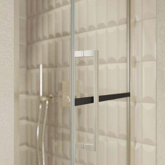 Balmani Senses Design Dusche Drehtür, Rechts, 90 cm x 210 cm, Lined, Profil Brushed CoolMetal, inklusive Coating