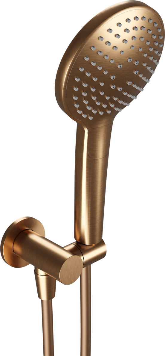 Blaufoss Round douchekop met doucheslang en aansluiting 3 straalsoorten brushed rosegold