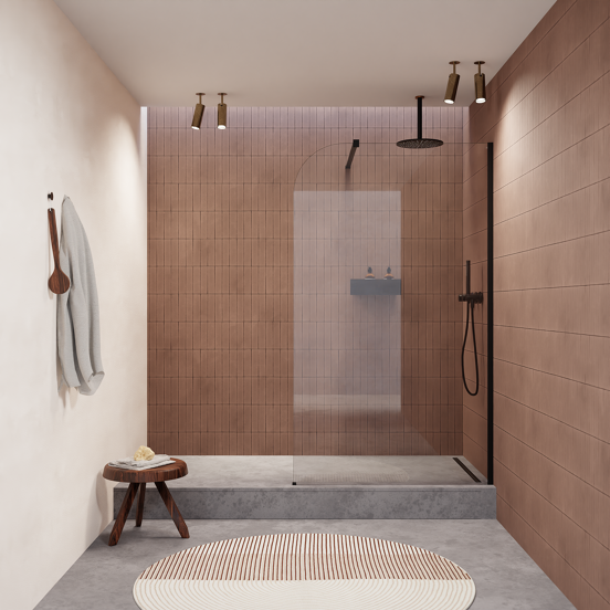 Balmani Modular paroi de douche Verre transparent arrondi 156 x 200 cm