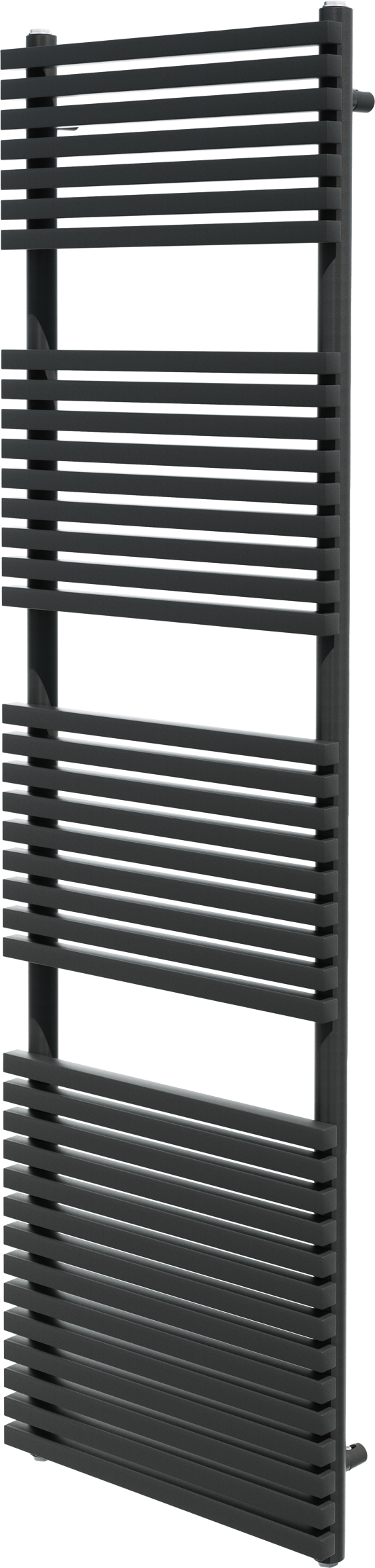 Vipera Vesuvio enkele handdoekradiator 50 x 180 cm centrale verwarming mat zwart zij- en middenaansluiting 1.205W