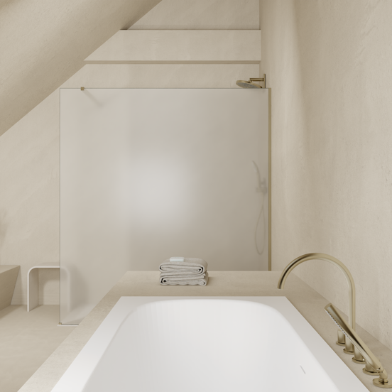 Balmani Modular inloopdouche: 120 x 200 cm, Permafrost met coating, Brushed Champagne Gold profielen