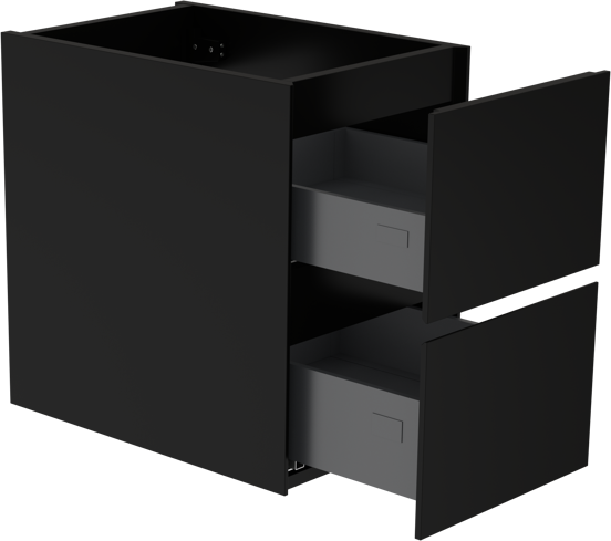 Storke Edge zwevende wastafelonderkast 35 x 52 cm mat zwart 2 lades