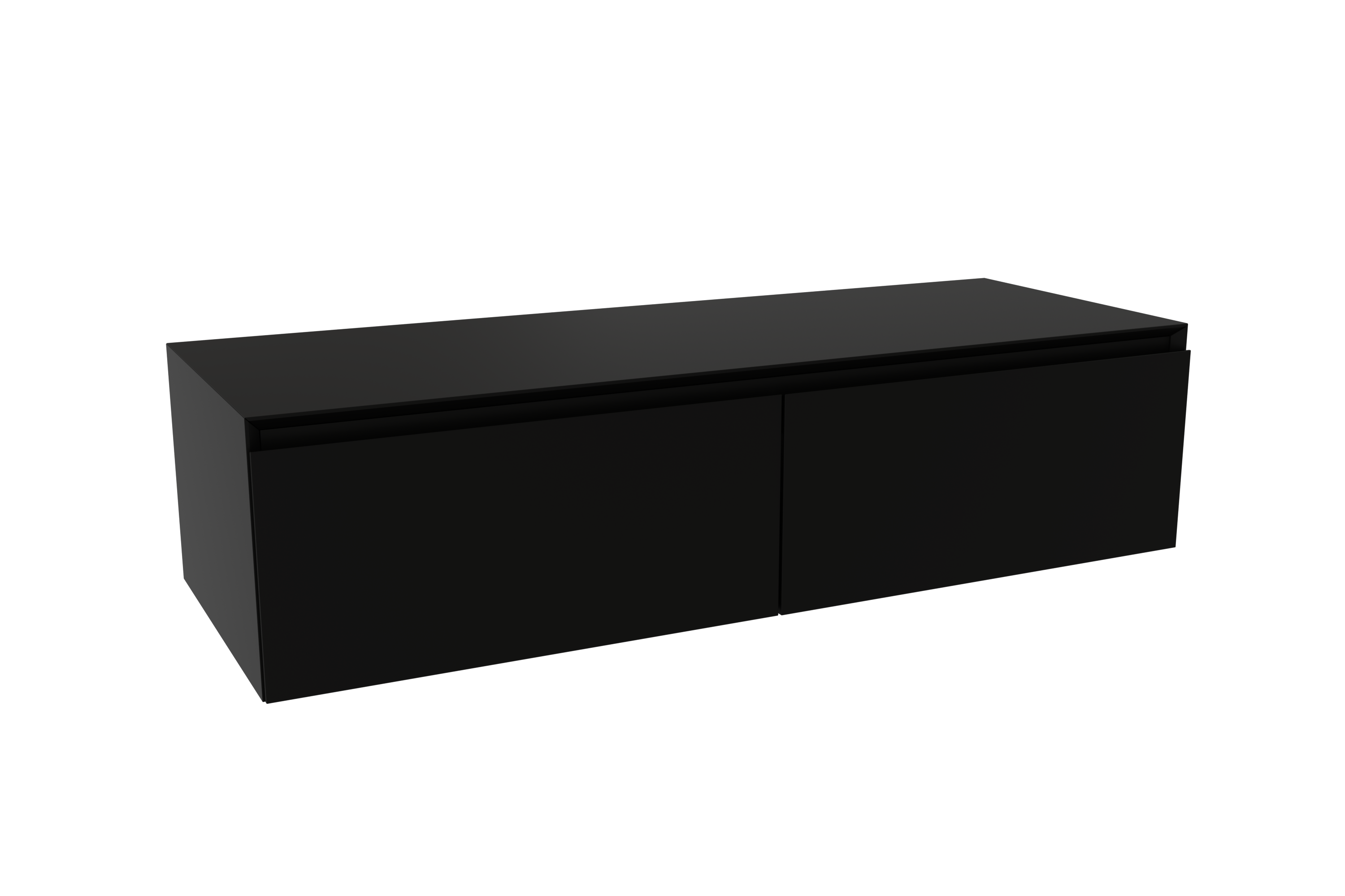 Storke Edge Modulo zwevende wastafelonderkast 130 x 48 cm mat zwart 2 lades