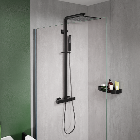 Blaufoss Square 300 Duschsystem: Schwarz matt