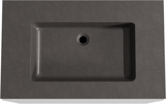 Storke Edge meuble salle de bains à poser 85 x 52 cm blanc mat avec Scuro plan simple en quartz noir mat