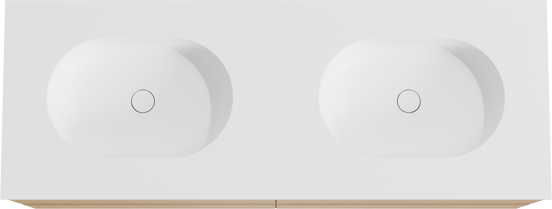 Balmani Mitra meuble salle de bains suspendu 150 x 55 cm chêne naturel avec Tablo Oval double vasque en solid surface blanc mat
