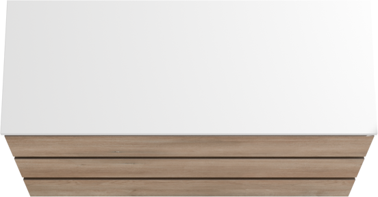 Linie Lado meuble salle de bains à poser 120 x 46 cm chêne gris avec Lado tablette double en marbre composite blanc brillant