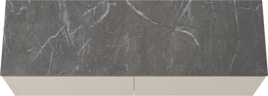 Balmani Eclips meuble salle de bains suspendu 180 x 55 cm Sandbeige avec Stretto tablette simple ou double en Pietra Grey marbre