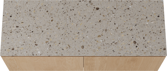 Balmani Eclips hängendes Möbelstück Set: 150 x 55 cm, Eiche Natur, mit Stretto Einzel- oder Doppel Waschtischplatte Greige Terrazzo