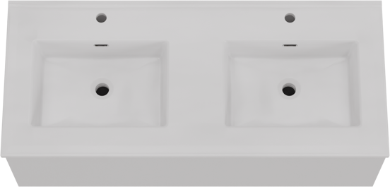 Storke Edge meuble salle de bains suspendu 120 x 52 cm blanc brillant avec Kera double vasque en céramique blanc mat