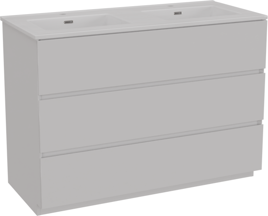 Storke Edge meuble salle de bains à poser 120 x 52 cm blanc brillant avec Kera double vasque en céramique blanc mat