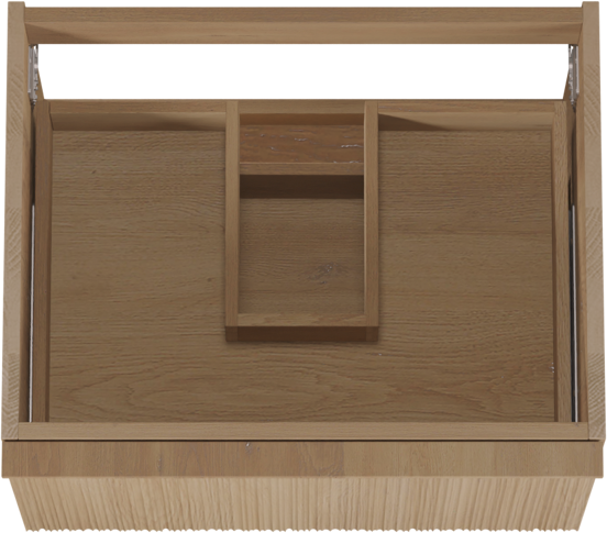 Balmani Forma meuble sous-vasque suspendu nervure asymétrique 67,5 x 55 cm chêne naturel 2 tiroirs