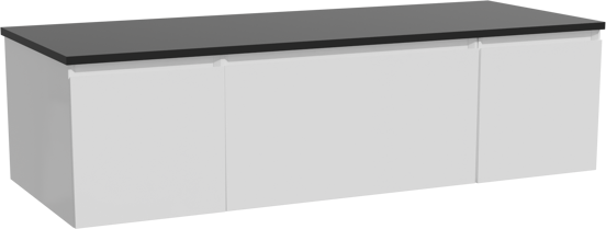 Storke Edge meuble salle de bains suspendu 135 x 52 cm blanc brillant avec Panton tablette simple ou double en mdf enduit de poudre noir mat