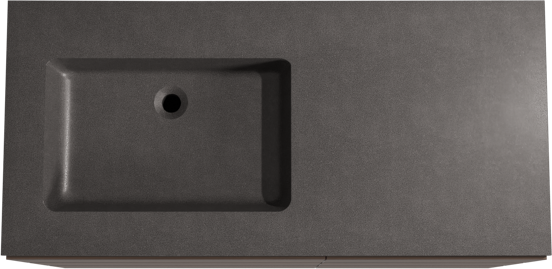 Storke Edge meuble salle de bains à poser 110 x 52 cm noyer avec Scuro vasque asymétrique gauche en quartz noir mat