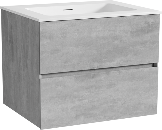 Storke Edge zwevend badmeubel 65 x 52 cm beton donkergrijs met Mata enkele wastafel in solid surface mat wit