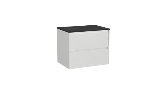 Storke Seda hängendes Möbelstück Set: 75 x 52 cm, Weiß matt, mit Panton Einzel Waschtischplatte, Pulverbeschichtetes MDF Schwarz matt