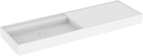 Balmani Cubo vasque asymétrique gauche Solid Surface mat 160 x 49 cm