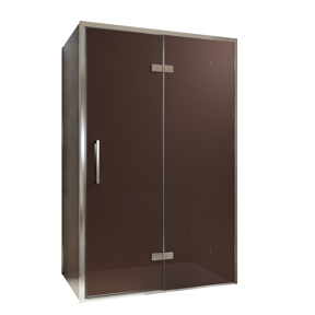 Balmani Senses Design douchehoek met rechtse draaideur en vaste zijwand, 120 x 100 cm, Brons, Chroom profielen