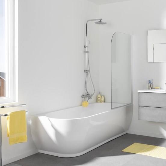 Linie Paulo 1-Personen-Eckbadewanne: rechts, 170 x 75 cm, Acryl, Weiß glänzend