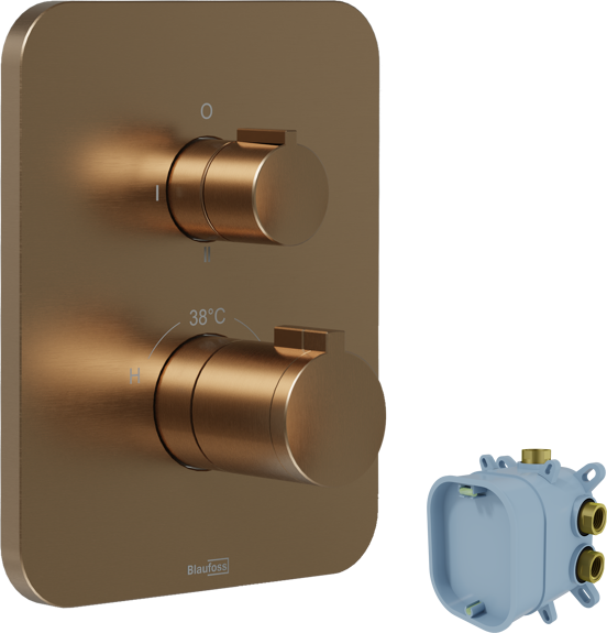 Blaufoss Smartbox Softline inbouw regendoucheset thermostatische kraan Brushed Rosegold