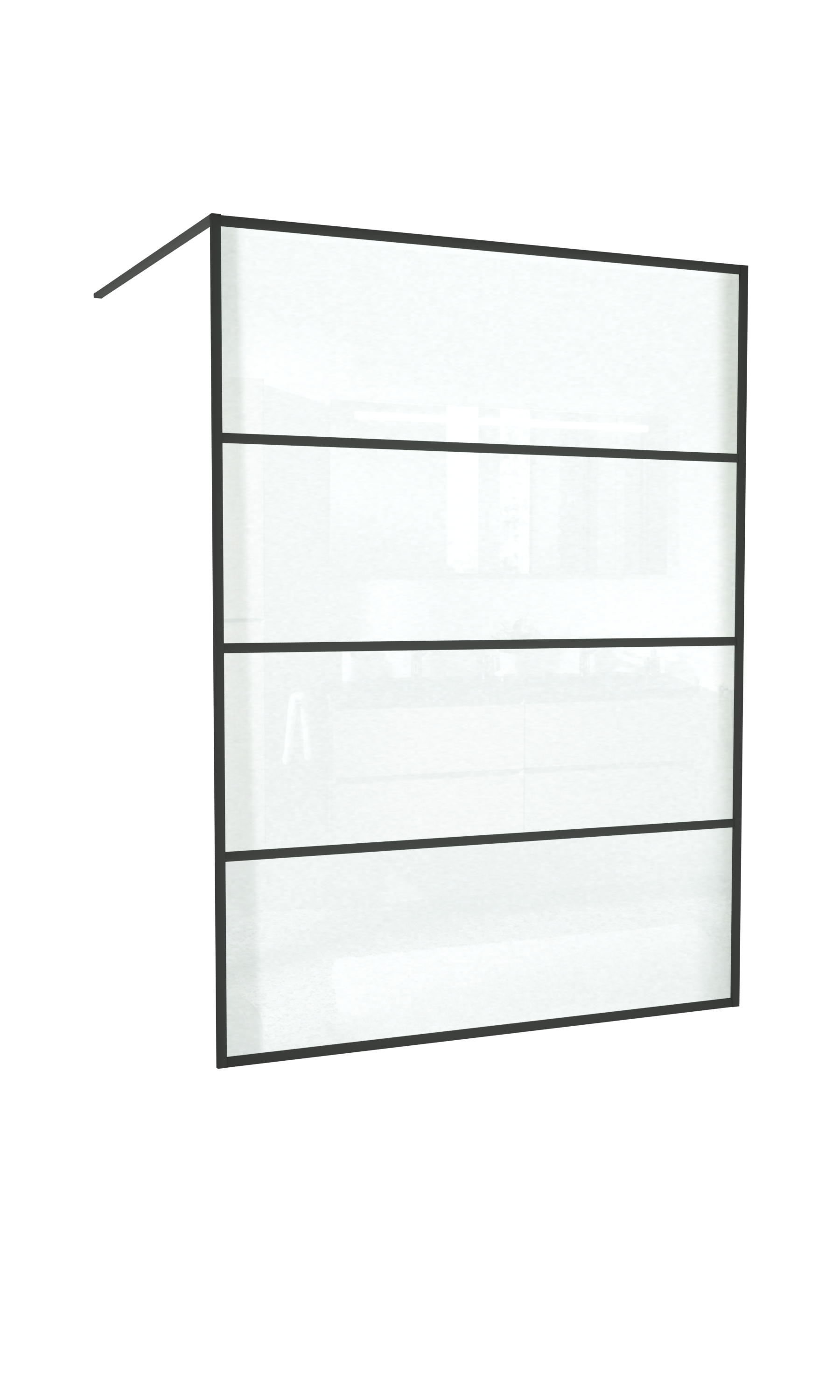Balmani Framed inloopdouche 160 x 210 cm lined glas mat zwart profiel