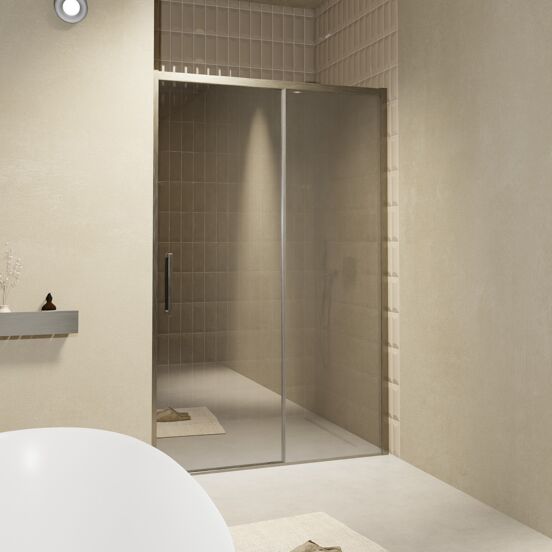 Balmani Senses Design douche schuifdeur rechts 160 cm x 210 cm Reflex spiegelglas, Brushed GunMetal profielen