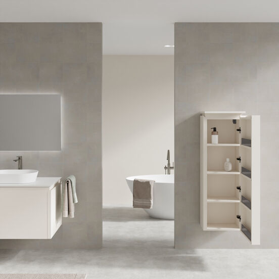 Balmani Eclips colonne salle de bains suspendue droite Sandbeige 44 x 32 x 130 cm