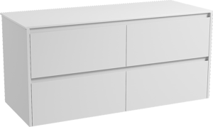 Storke Seda zwevend badkamermeubel 130 x 52 cm mat wit met Tavola enkel of dubbel tablet in solid surface mat wit