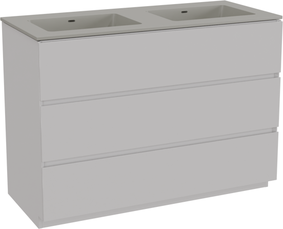 Storke Edge meuble salle de bains à poser 120 x 52 cm blanc brillant avec Diva double vasque en top solid soie grise