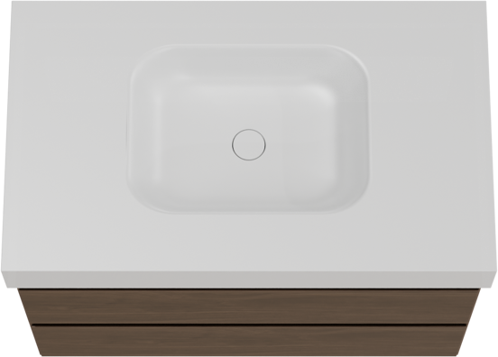 Balmani Mitra hängendes Möbelstück Set: 90 x 55 cm, Amerikanischer Nussbaum, mit Arcato Einzelwaschtisch, Solid Surface Weiß matt