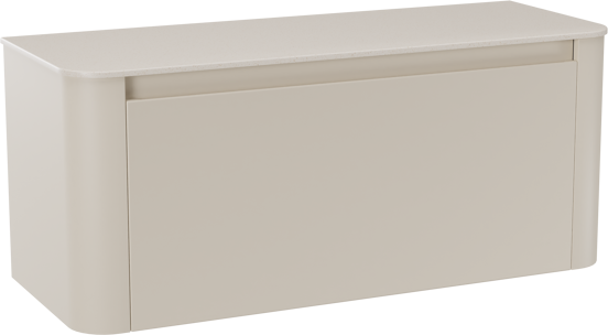 Storke Soft meuble salle de bains suspendu 120 x 46 cm Sand mat avec Tavola Soft tablette simple ou double vasque en Solid Surface beige granite