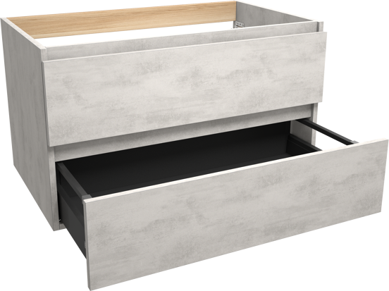 Balmani Lucida meuble sous-lavabo suspendu 90 x 55 cm béton gris argent 2 tiroirs