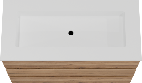 Balmani Lucida meuble salle de bains à poser 120 x 55 cm teck avec Tablo Stretto lavabo simple pour 2 trous de robinet en solid surface blanc mat