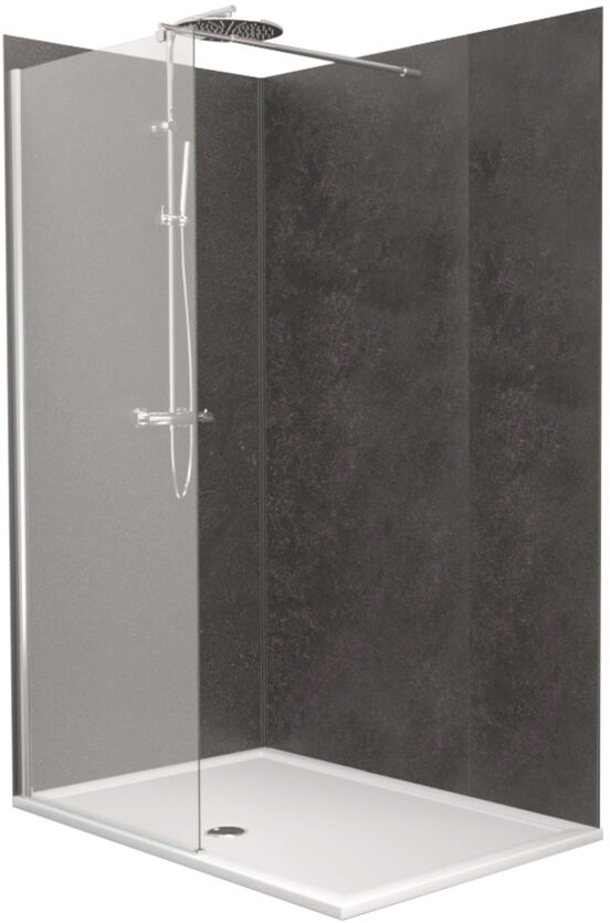 Linie Plato revêtement mural de douche 90 x 90 x 260 cm pvc gris foncé Montana Mist