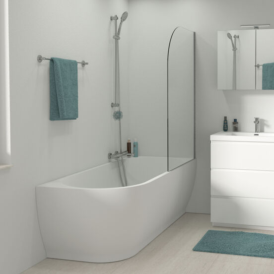 Linie Paulo baignoire d'angle droite double 180 x 80 cm acrylique blanc mat