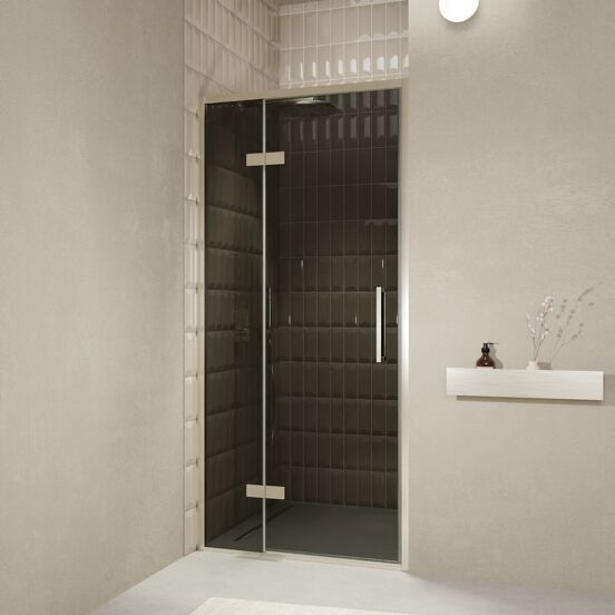 Balmani Senses Design douche draaideur links 100 cm x 210 cm Rookglas, Brushed CoolMetal profielen, met coating