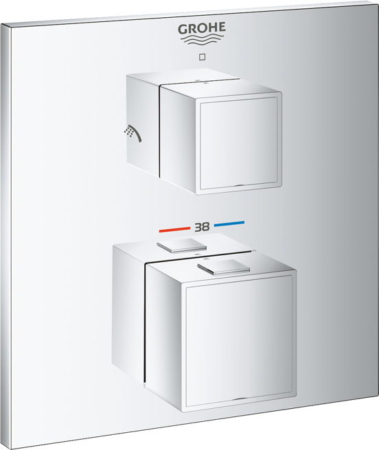 Grohe Grohtherm thermostat de douche encastré 2 fonctions chrome brillant