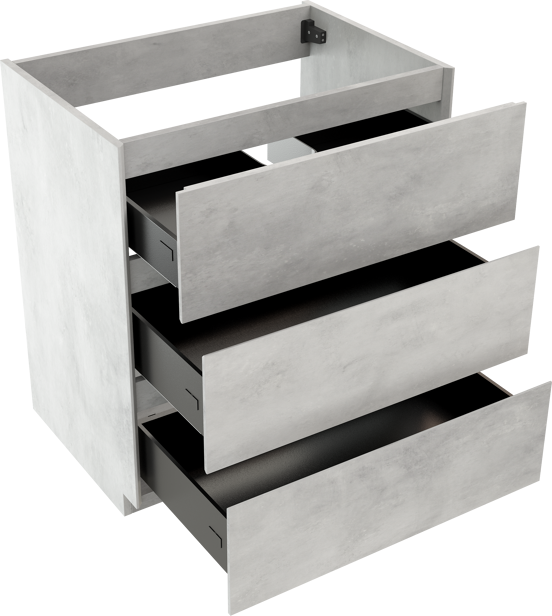 Storke Edge staande wastafelonderkast 75 x 52 cm beton zilvergrijs 3 lades