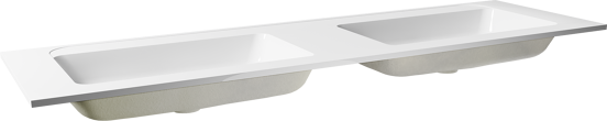 Balmani Tablo Strada dubbele wastafel glanzend composiet marmer 180 x 55 cm