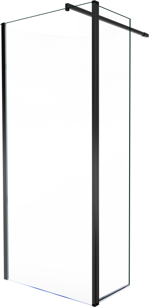 Balmani Move douche à l'italienne avec panneau latéral pivotant 100 x 200 cm verre transparent profil noir mat