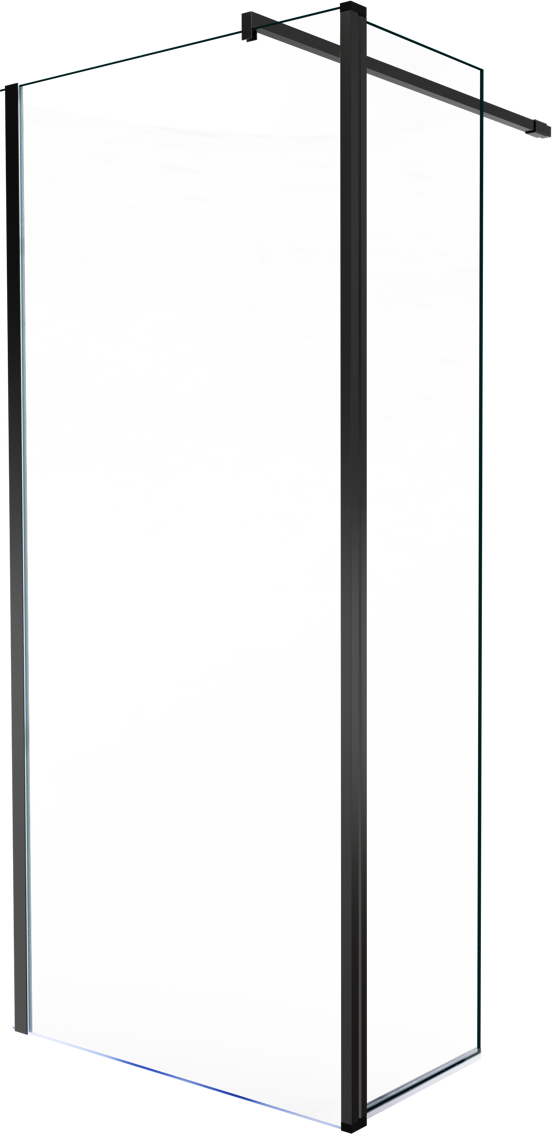 Balmani Move douche à l'italienne avec panneau latéral pivotant 100 x 200 cm verre transparent profil noir mat