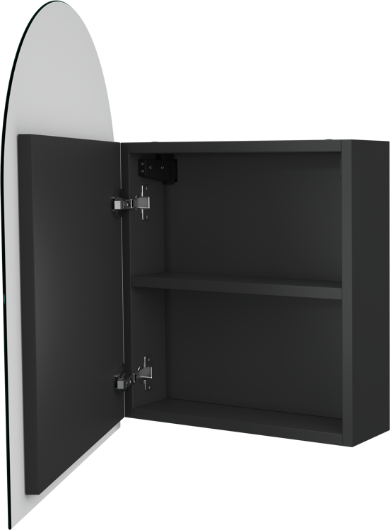 Storke Spiegelschrank Bad: Rund (Bogen), 55 x 70 cm, Schwarz Matt