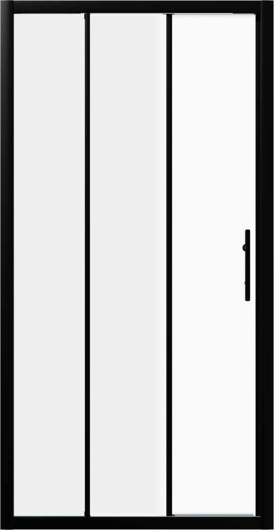 Linie Cadiz porte coulissante en trois parties 100 cm x 190 cm verre transparent profil noir mat