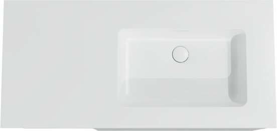 Storke Edge meuble salle de bains suspendu 110 x 52 cm blanc brillant avec Mata plan vasque asymétrique à droite en solid surface blanc mat