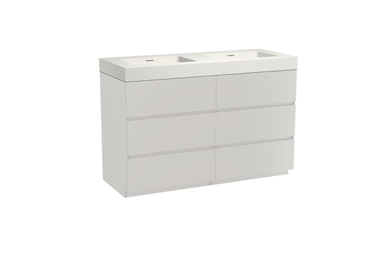 Storke Edge meuble salle de bains à poser 130 x 52 cm blanc brillant avec Mata High double vasque en solid surface blanc mat